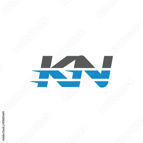 Simple Modern Dynamic Letter Initial Logo kn