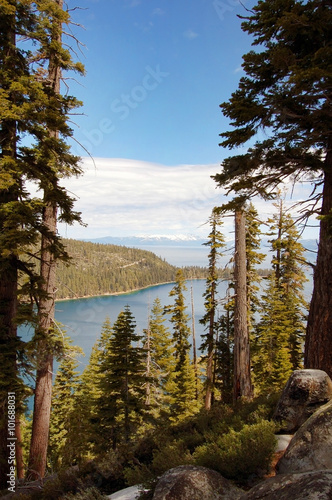 Lake Tahoe view with trees and mountains