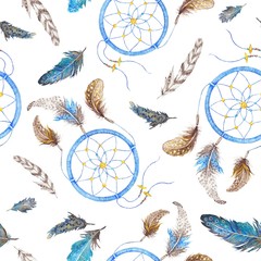 Wandcirkels Dromenvanger patronen Boho veren en dromenvanger ontwerp  © Kisika