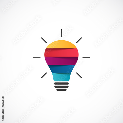 Light bulb logo template. Modern vector abstract creative sign or symbol for your business startup ideas. Design geometric color element.