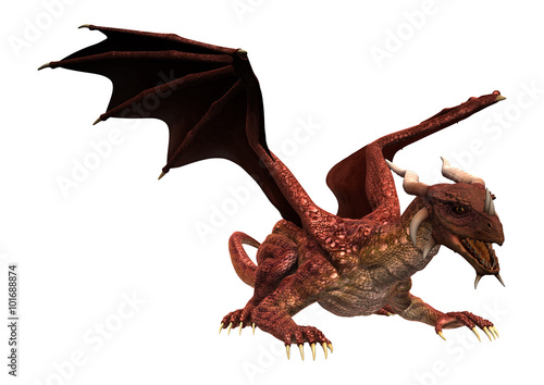 Red Dragon On White