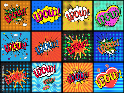 Set of comic sound effects. Vector illustration.