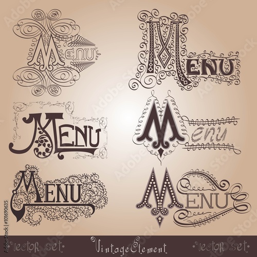 vintage menu calligraphic lettering with pattern