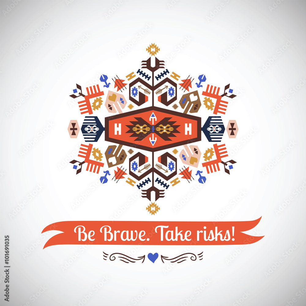 Vector bright decorative element on native ethnic style Vector bright decorative element on native ethnic style