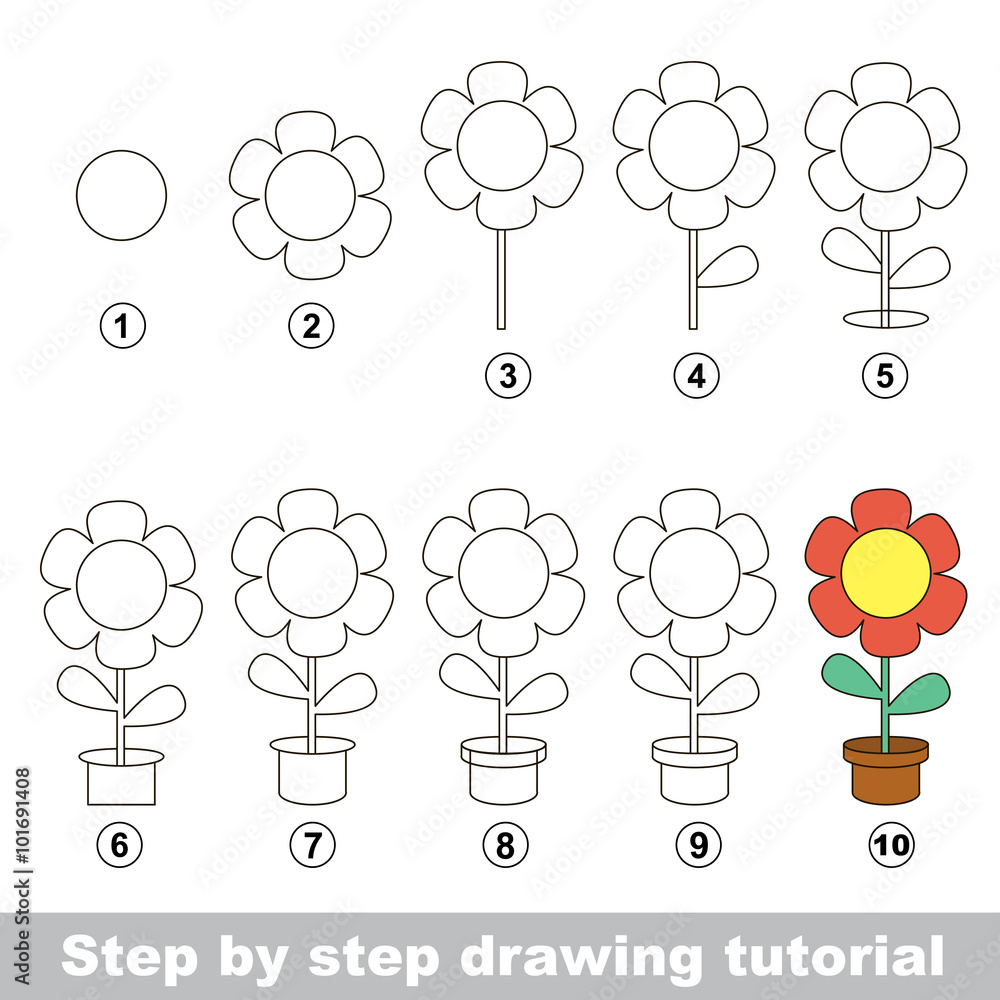 How to draw a Pot Flower Stock Vector Adobe Stock