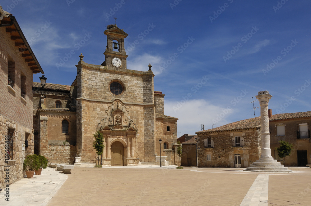 Square and Church of Mahamud, Burgos province, Castilla And Leon