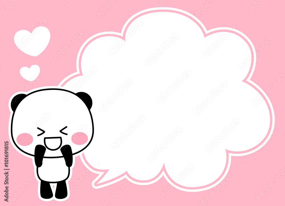 ポップなパンダのキャラクター ふきだしコピースペース ピンク ポップなパンダのキャラクター ふきだしコピースペース ピンク