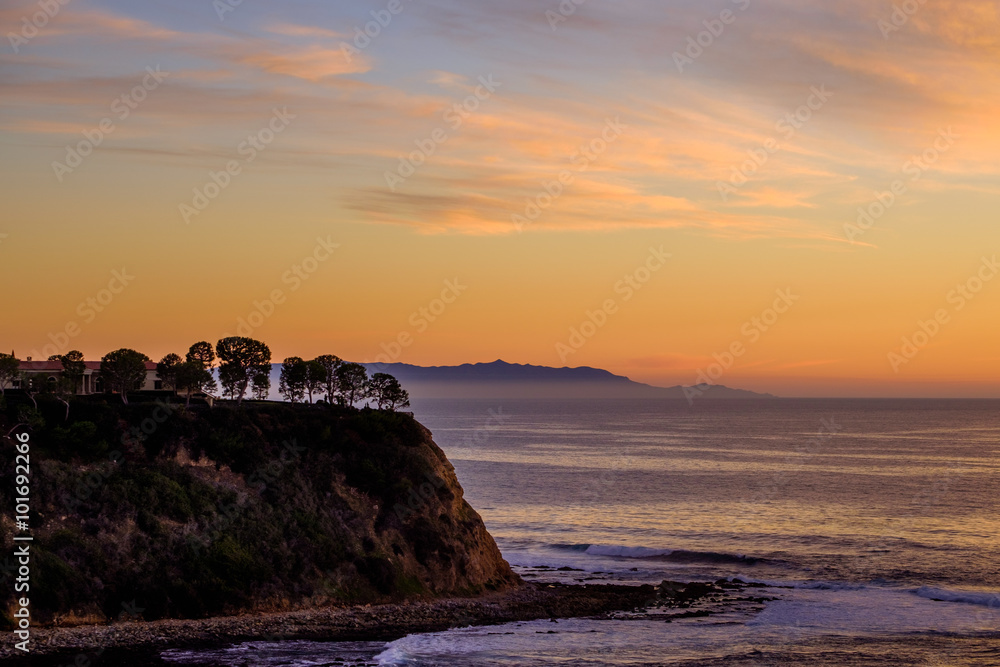 Palos Verdes and Catalina Island at dusk