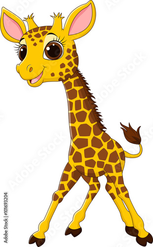 Cartoon funny giraffe mascot isolated on white background