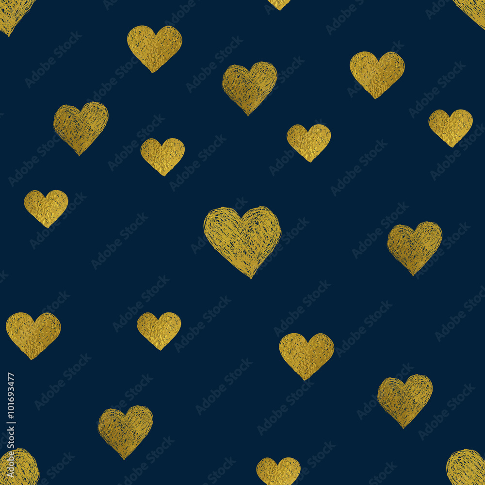 Golden  hearts seamless pattern