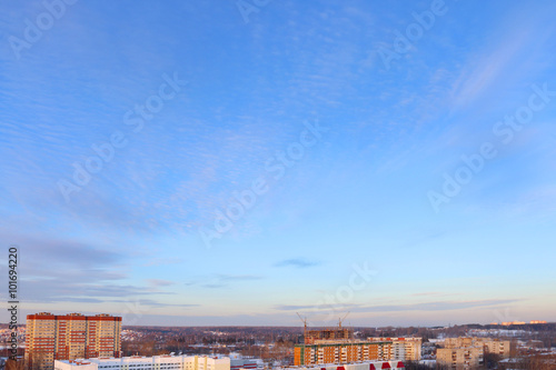 Panoramic views of residential area and beautiful sky in winter
