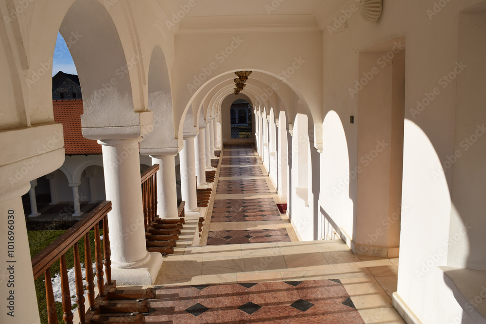 Beautiful monastery corridor