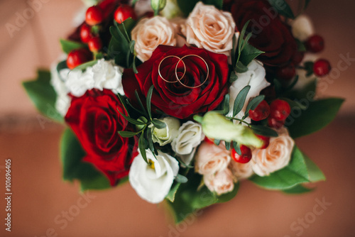 bridal bouquet of red roses