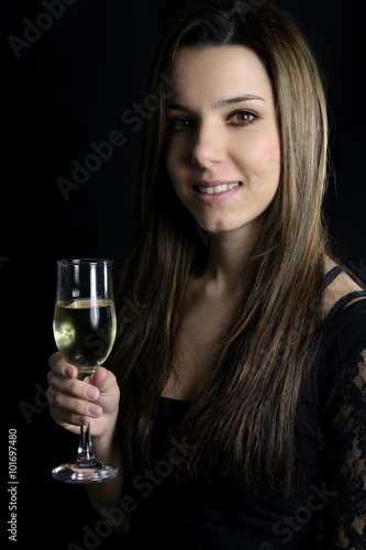 Champagne - beautiful woman holding a champagne flute