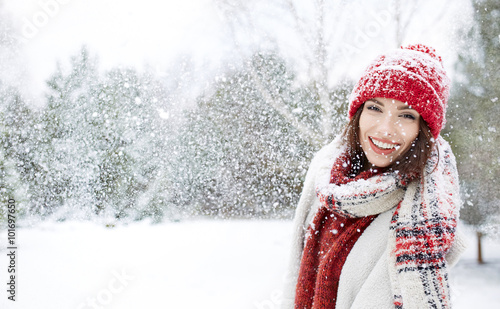 Winter smiling woman