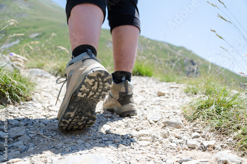 View of hiker legs