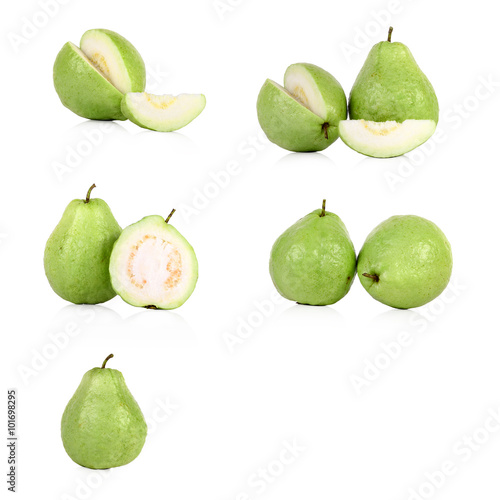 collection of fresh Guava fruit isolated on white background
