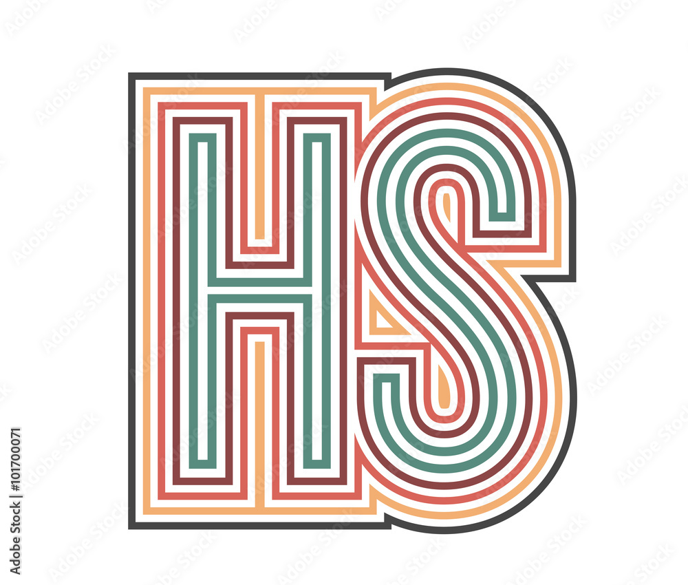 HS Retro Logo with Outline. suitable for new company. vector HS Retro Logo with Outline. suitable for new company. vector