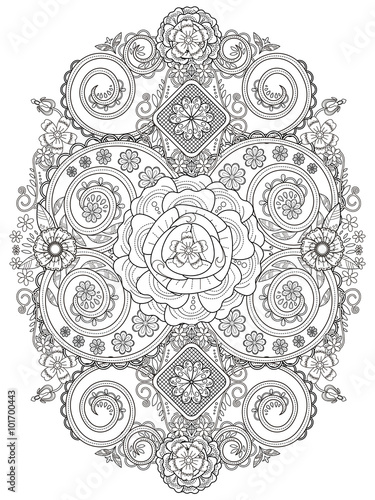 romantic floral coloring page
