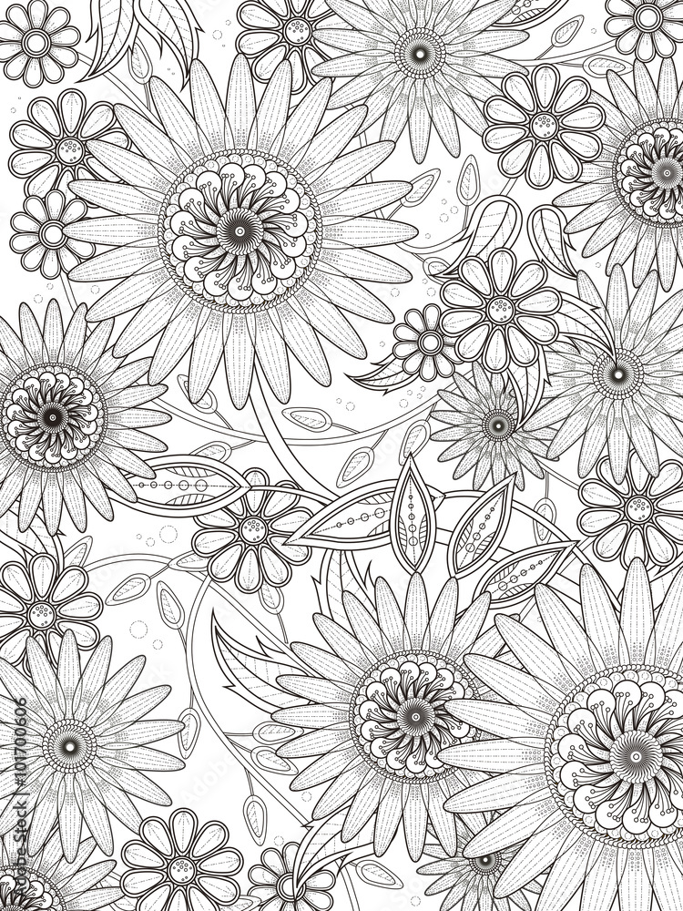 Fotografie retro floral coloring page