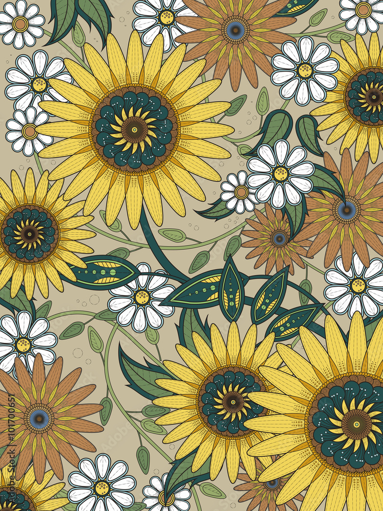 Fotografie retro floral coloring page