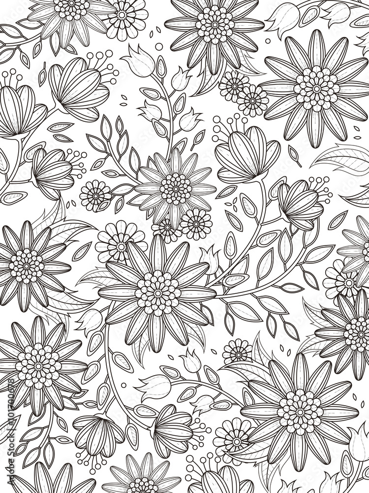 Fotografie retro floral coloring page