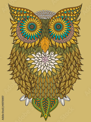 leaves owl coloring page