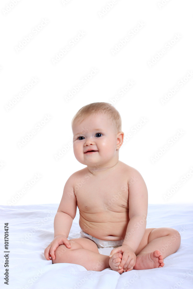 Adorable baby in pampers Adorable baby in pampers