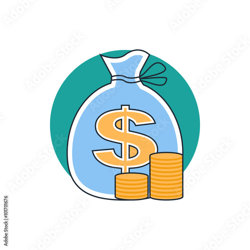 bag money with coin icon photo