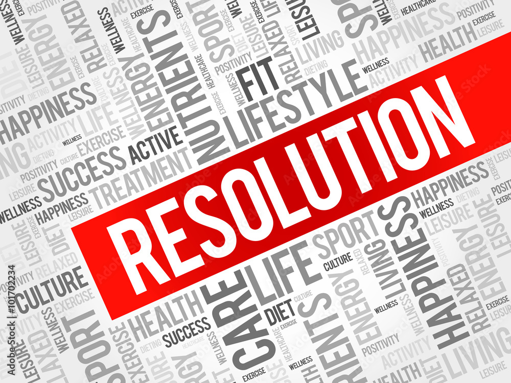RESOLUTION word cloud background, health concept RESOLUTION word cloud background, health concept