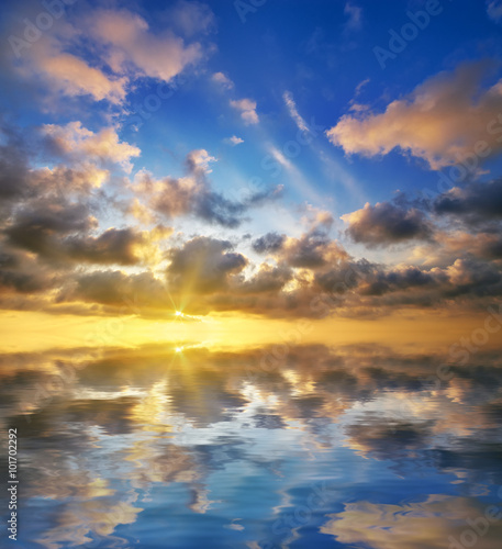 beautiful sunset on the sea. beautiful seascape © silentgos