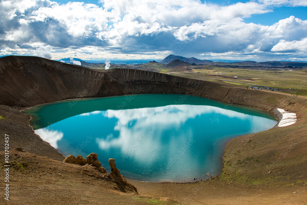 Φωτογραφία Volcano crater Viti with turquoise lake inside, Krafla volcanic area, Iceland
