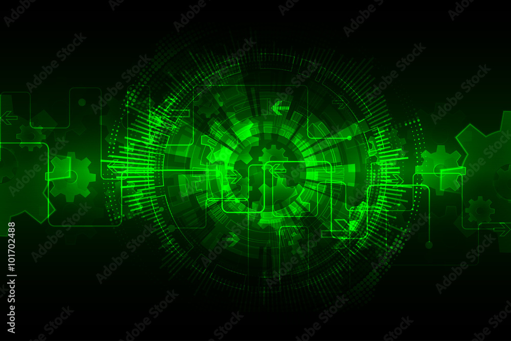 Green abstract technological background with various technologic Green abstract technological background with various technologic