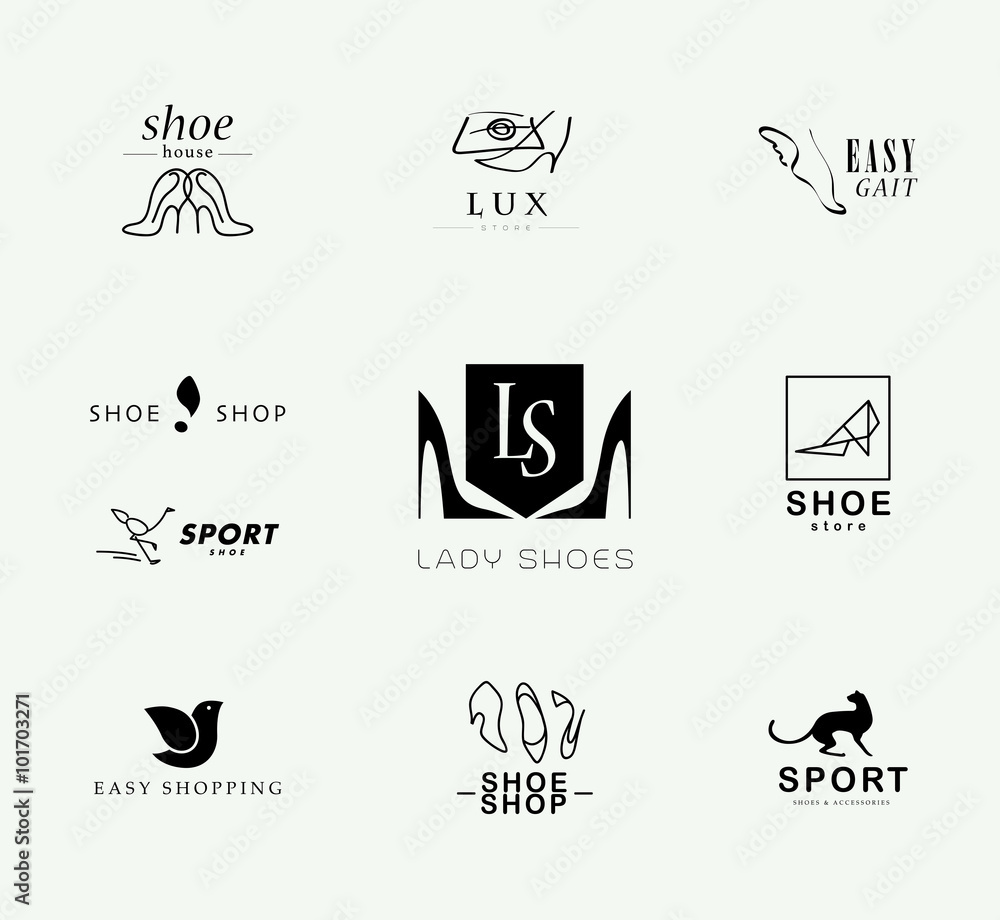vals Zin ontsnappen Footwear company brand design. Shoe store and shop logo design. Stock  Illustration | Adobe Stock
