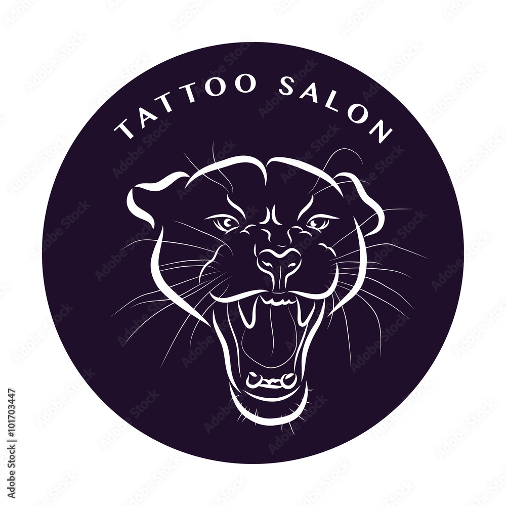 Menacing Black Panther Portrait Tattoo Design – Tattoos Wizard Designs
