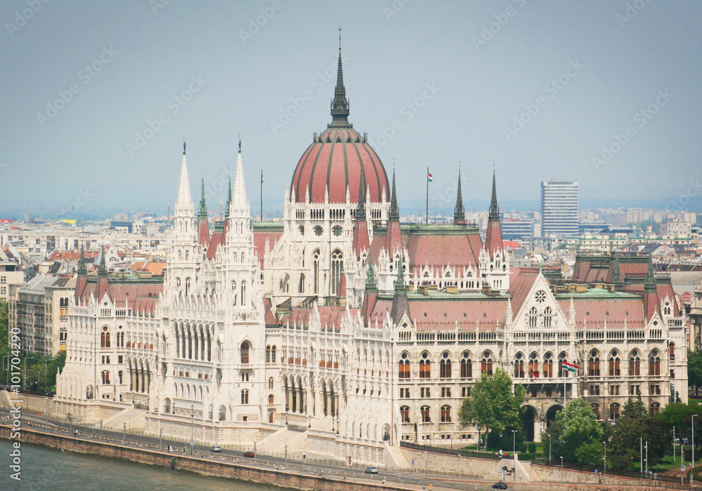 Budapest. Houses of Parliament. View of the city.