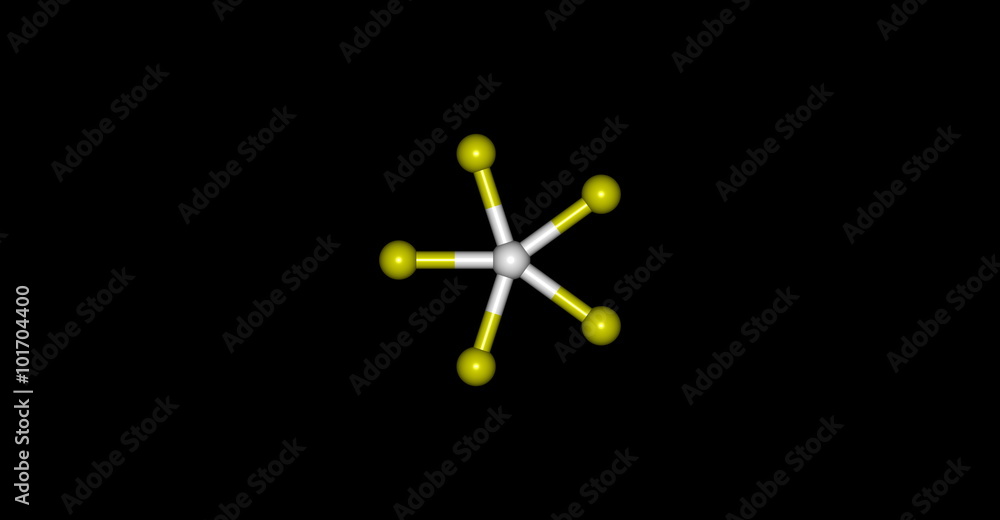 Fototapeta premium Bromine pentafluorid molecular structure isolated on black