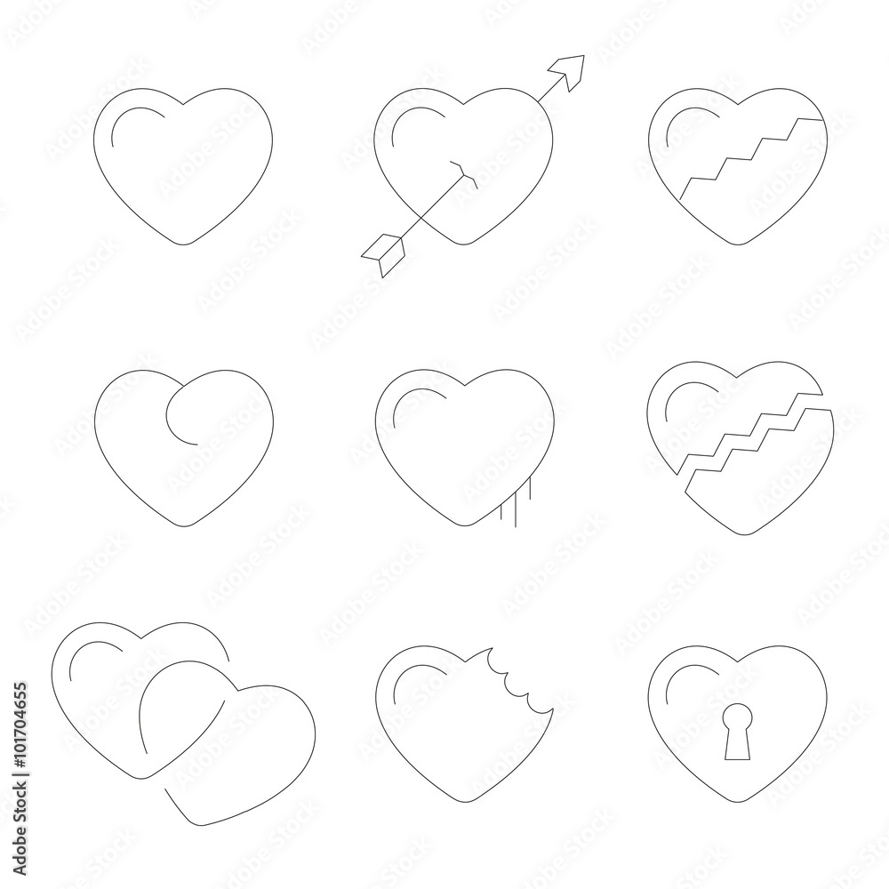 vector icons symbols heart line vector icons symbols heart line