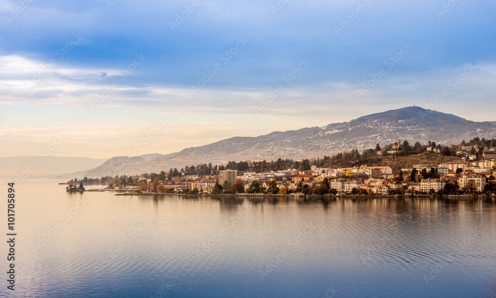Beautiful view on Geneva Lake and Montreux