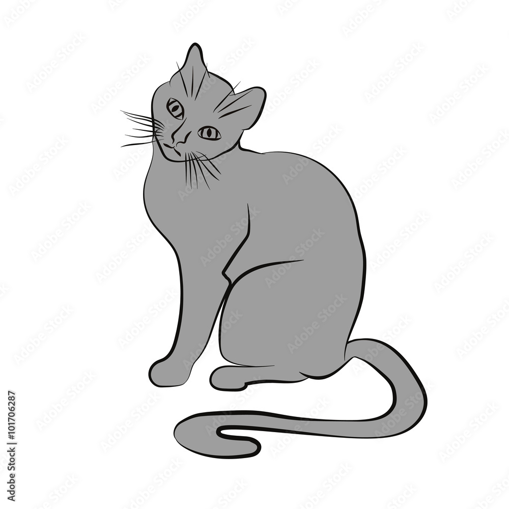 Silhouette of a sitting cat. Silhouette of a sitting cat.