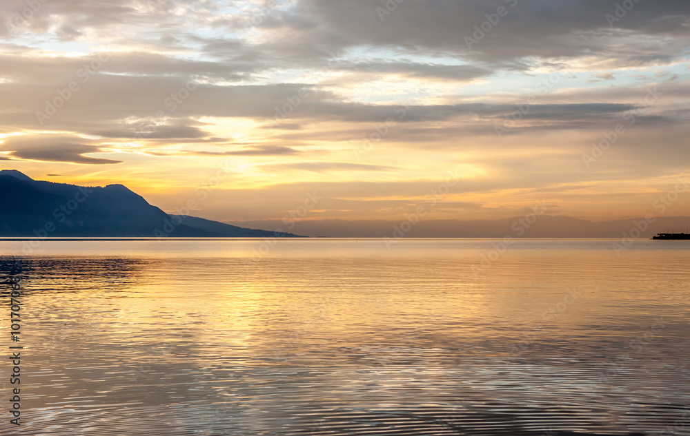 Beautiful view on sunset at Geneva Lake 