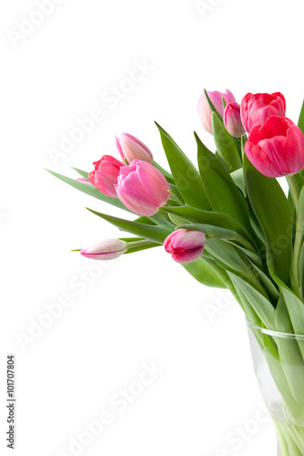 bouquet of pink tulips in vase