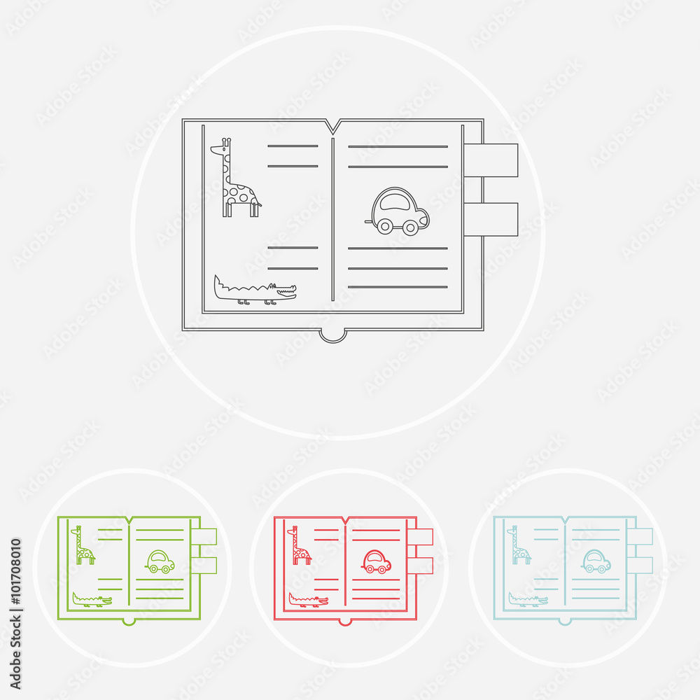 Set of books. Vector symbols of reading and learning. Book club illustration. Education logo element. kids (baby, child) reading club Set of books. Vector symbols of reading and learning. Book club illustration. Education logo element. kids (baby, child) reading club