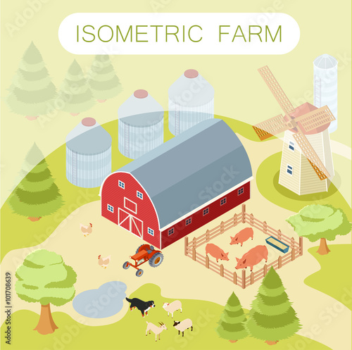 Isometric farm banner