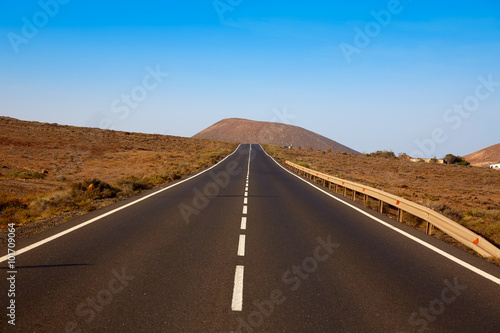 Tindaya road with mountain Fuerteventura