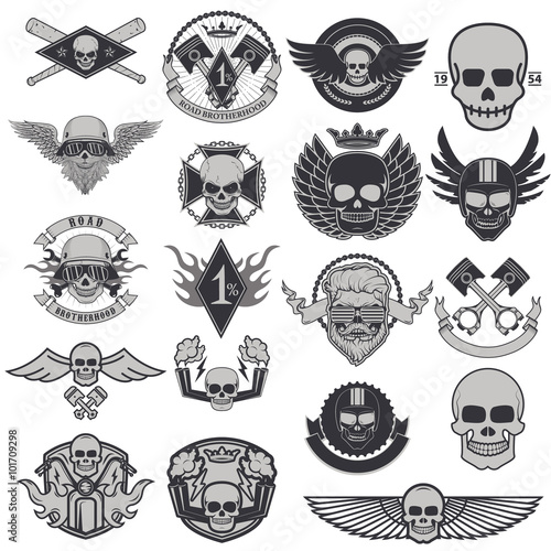 Set of biker labels and emblems