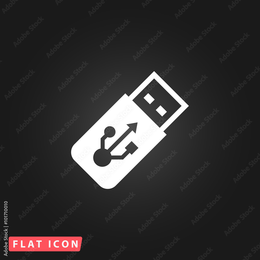 Vector usb flash drive icon on a grey flat button Vector usb flash drive icon on a grey flat button