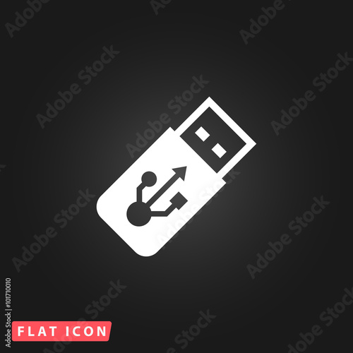 Vector usb flash drive icon on a grey flat button