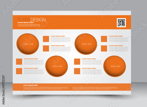 Flyer, brochure, magazine cover template design landscape orientation for education, presentation, website. Orange color. Editable vector illustration.