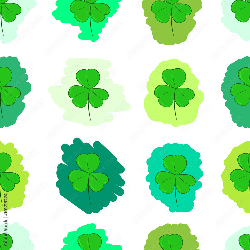 Fototapeta premium Seamless green painted shamrocks